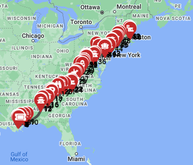New Orleans to Boston