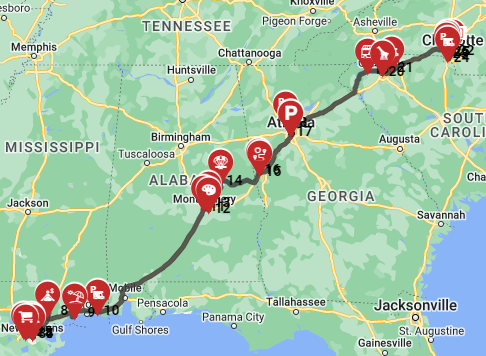 New Orleans to Charlotte - Short