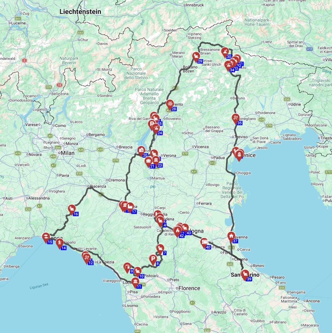 Bologna Round Trip  - The Italian Riviera and the Grand Dolomites