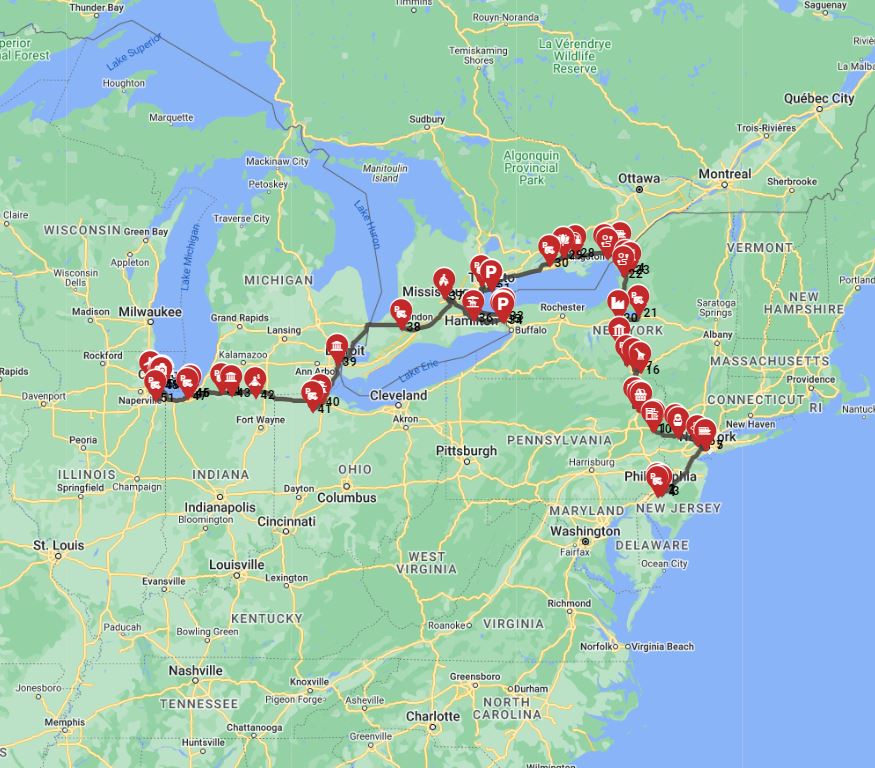 Philadelphia to Chicago - Including the Niagara Falls