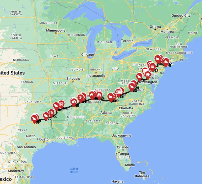 New York to Dallas
