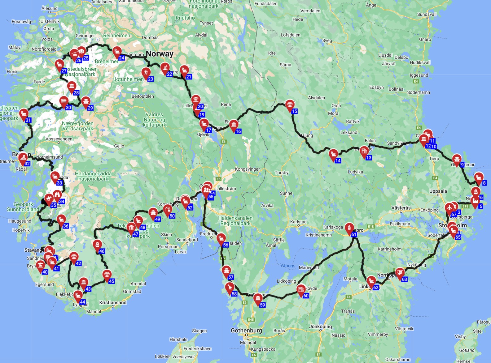 Motorhome Road trip from Stockholm Sweden to Norway, RV route planner ...