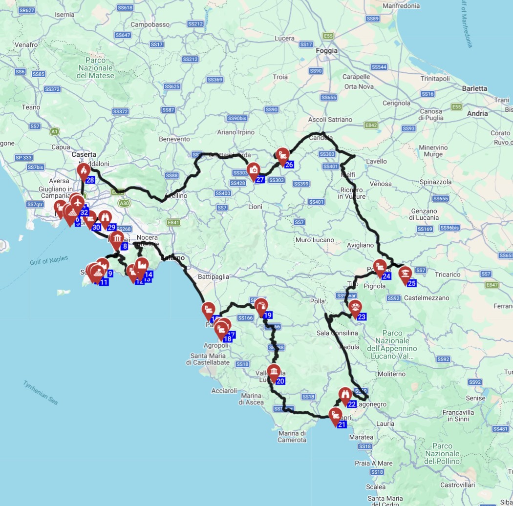 Map for תכנון_מסלול_טיול_קרוואנים_באיטליה_מנאפולי_לזוגות_ולמשפחות