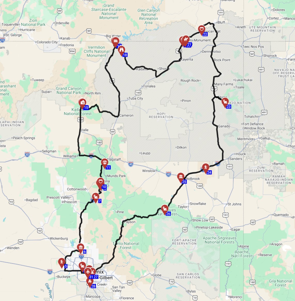 מסלול טיול קרוואנים בארהב מפיניקס הרפתקה משפחתית עם ילדים