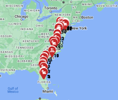 Orlando to Philadelphia - Along the East Coast