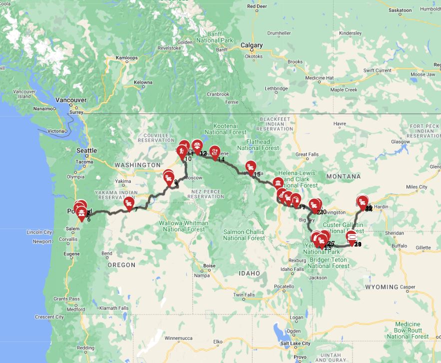 Portland to Billings - Journey through the Wild West Including Yellowstone