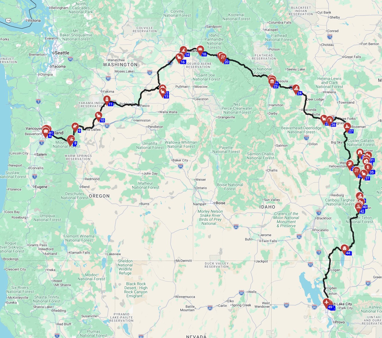 portland-yellowstone-salt-lake-rv-route