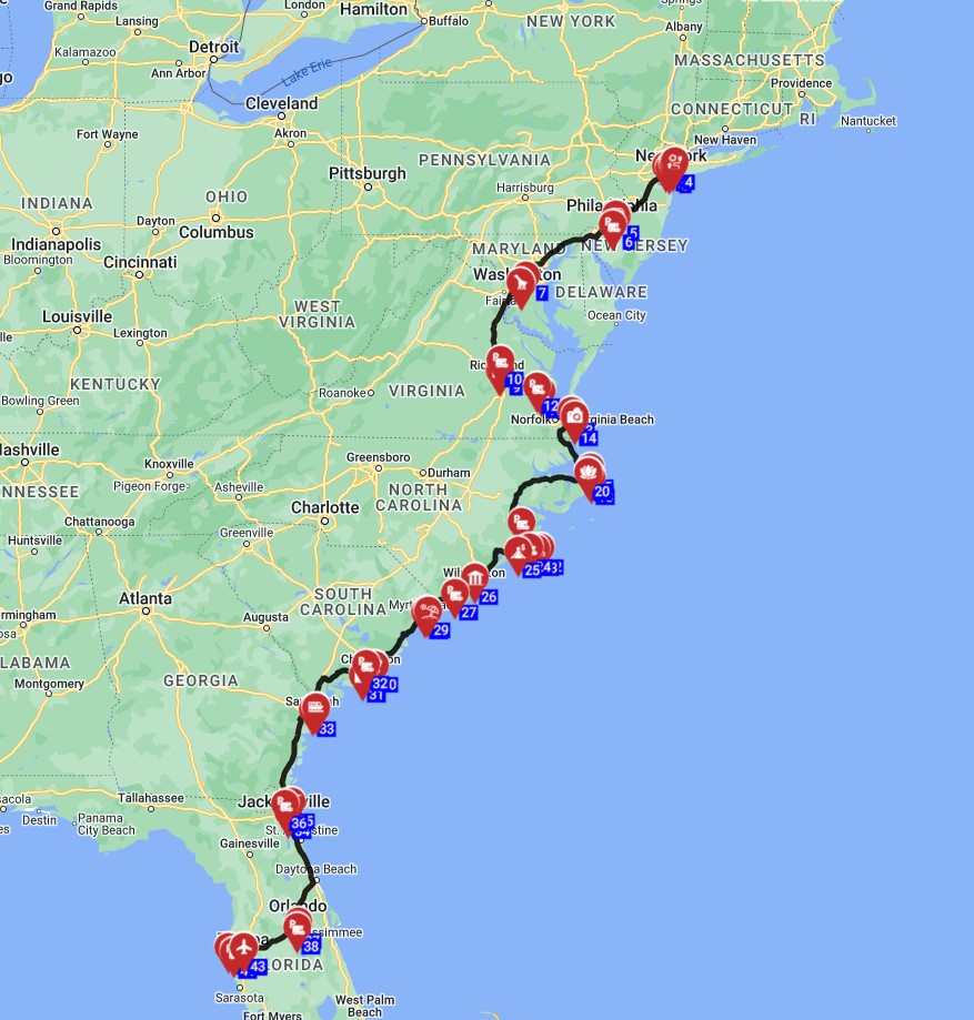 New York to Tampa