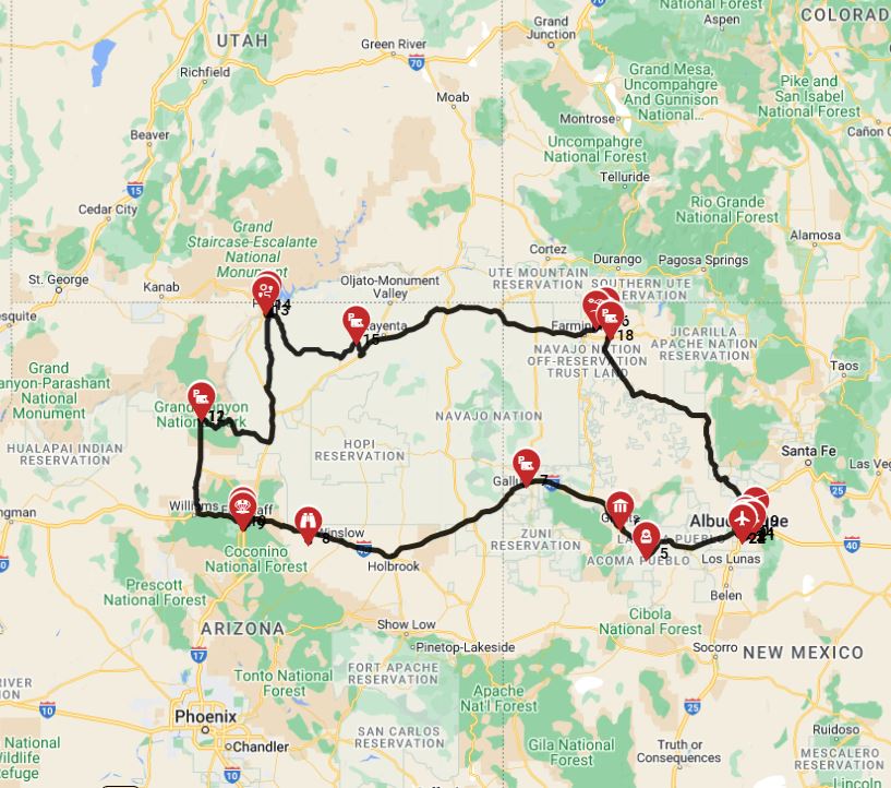 Albuquerque Roundtrip North West -  Including the Grand Canyon