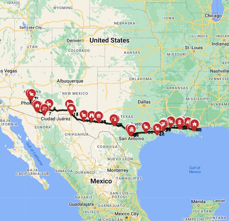 RV journey from Phoenix to New Orleans