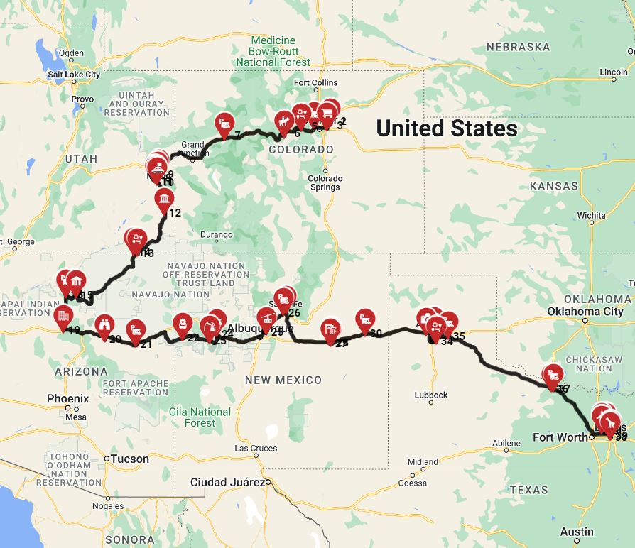 Motorhome road trip from Denver to Dallas