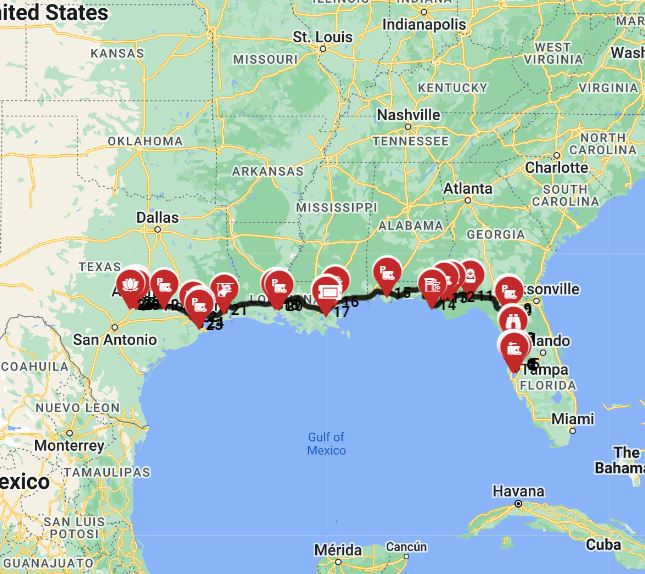 RV trip from Tampa to Austin