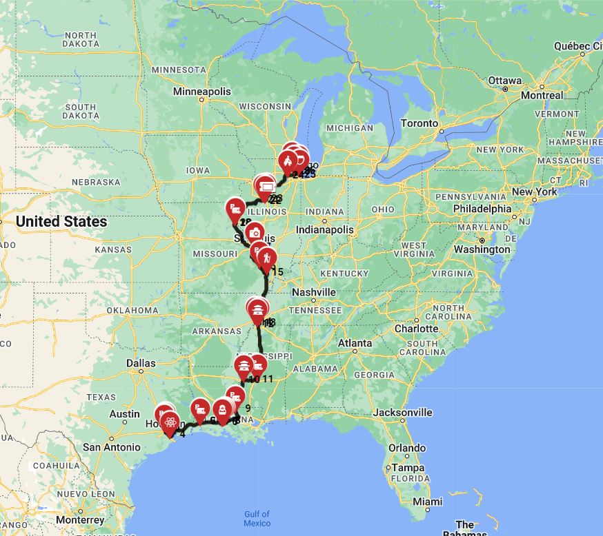 Motorhome travel from Houston to Chicago - Along the Mississippi