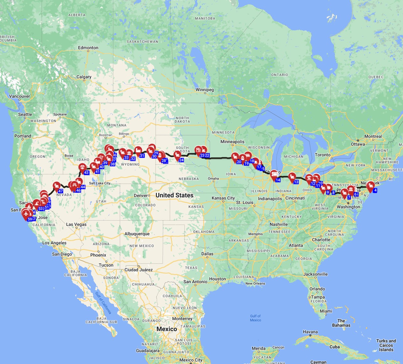New York to San Francisco - Coast to coast