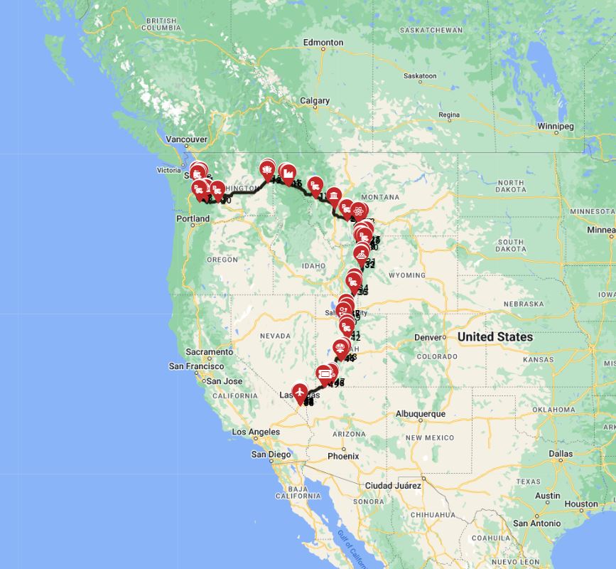 Seattle to Las Vegas - Incl Yellowstone